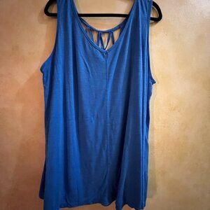 Terra & Sky Blue Sleeveless Keyhole Back Tank Top – 3X (24W/26W)